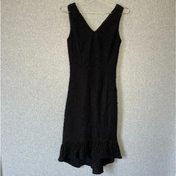 Nanette Lepore Textured Vegan Suede Fringe V Neck Sleeveless Maxi Dress - Picture 2 of 9